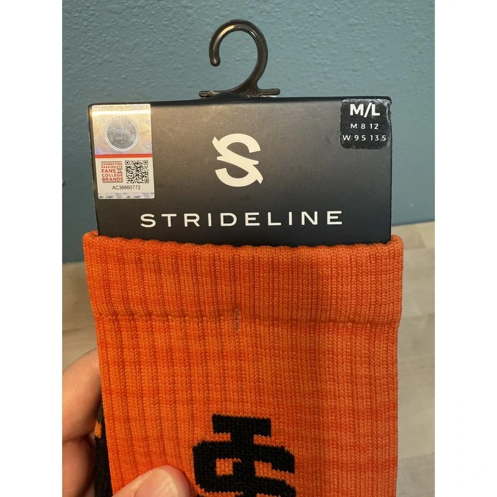 NCAA Idaho State Tiger Full Knit 3 Strideline Socks  One Pair New with Tags